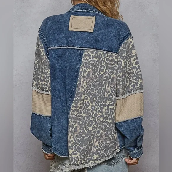 NEW Bestseller: Denim Patchwork Shirt/Jacket with Animal Print - Picture 2 of 3